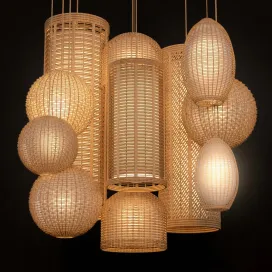 Rattan lighting set